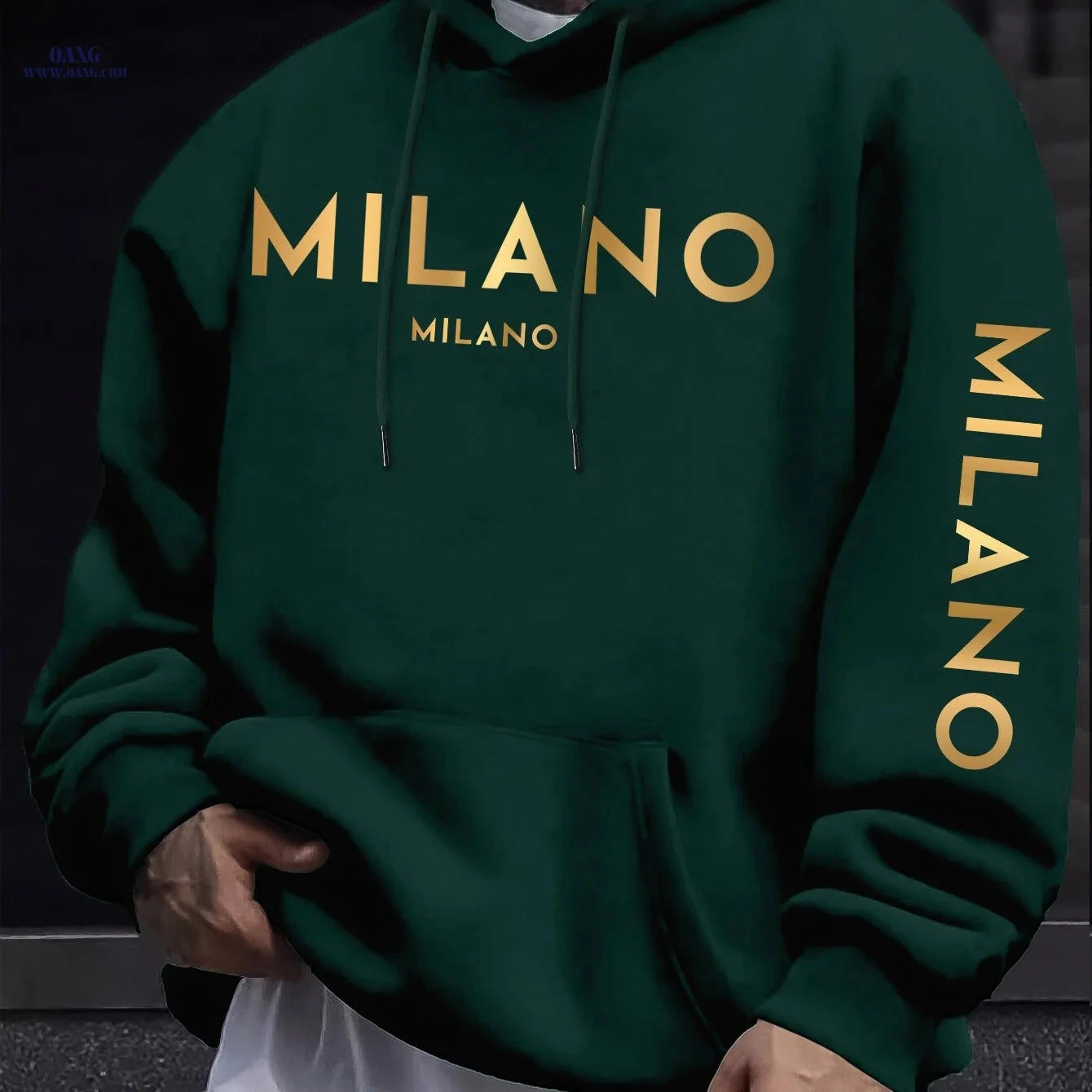 Men's Hooded Sweatshirt - Stylish Casual Design with Gradient Pattern   OAXG White / FR S