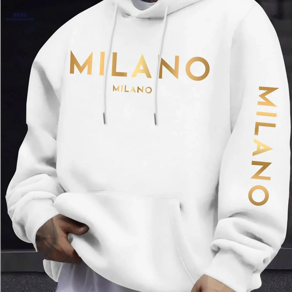 Men's Hooded Sweatshirt - Stylish Casual Design with Gradient Pattern   OAXG White / FR S