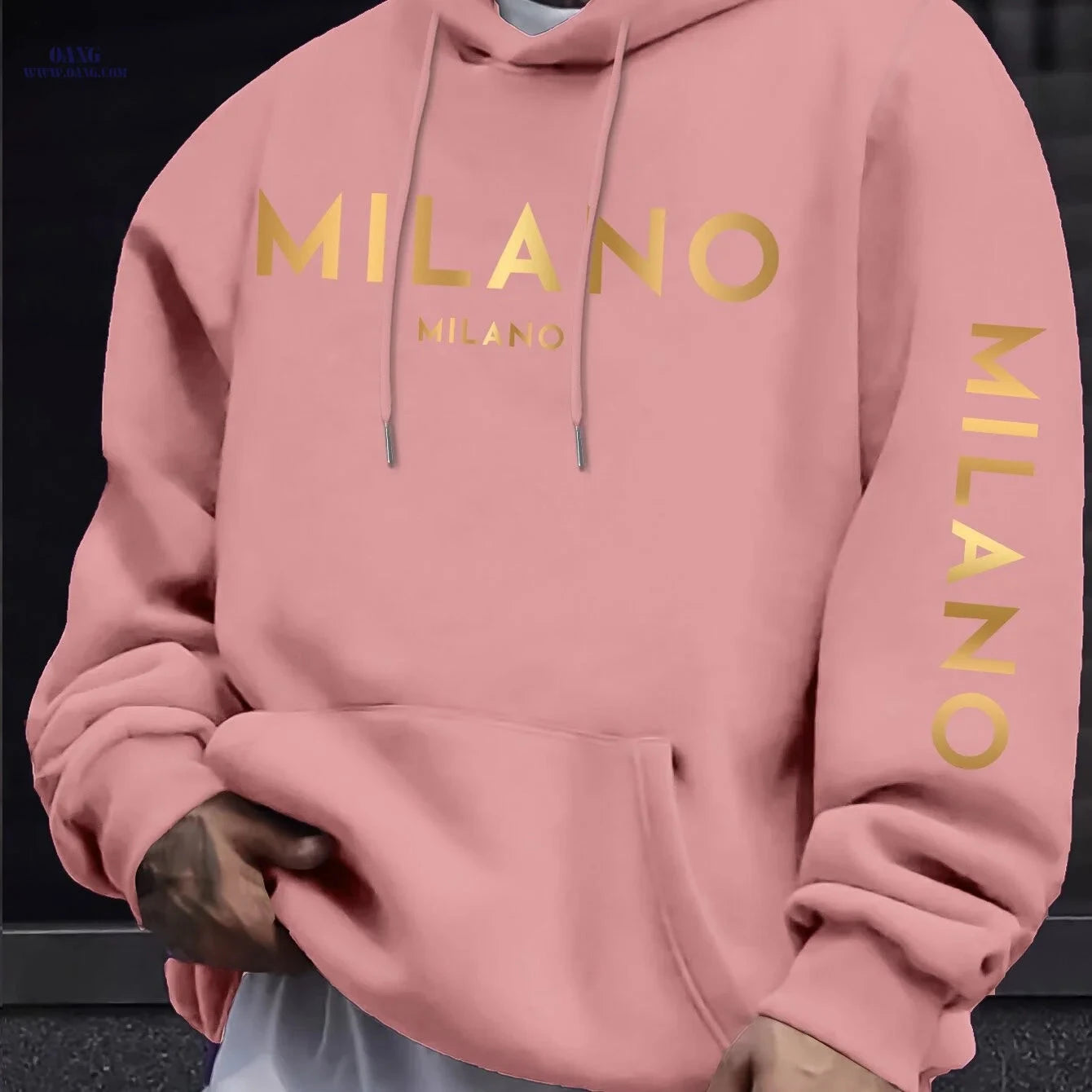 Men's Hooded Sweatshirt - Stylish Casual Design with Gradient Pattern   OAXG 