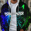 Men's Hooded Zip-Up Sweatshirt - Casual Autumn Jacket with Pockets   OAXG Blue / FR M
