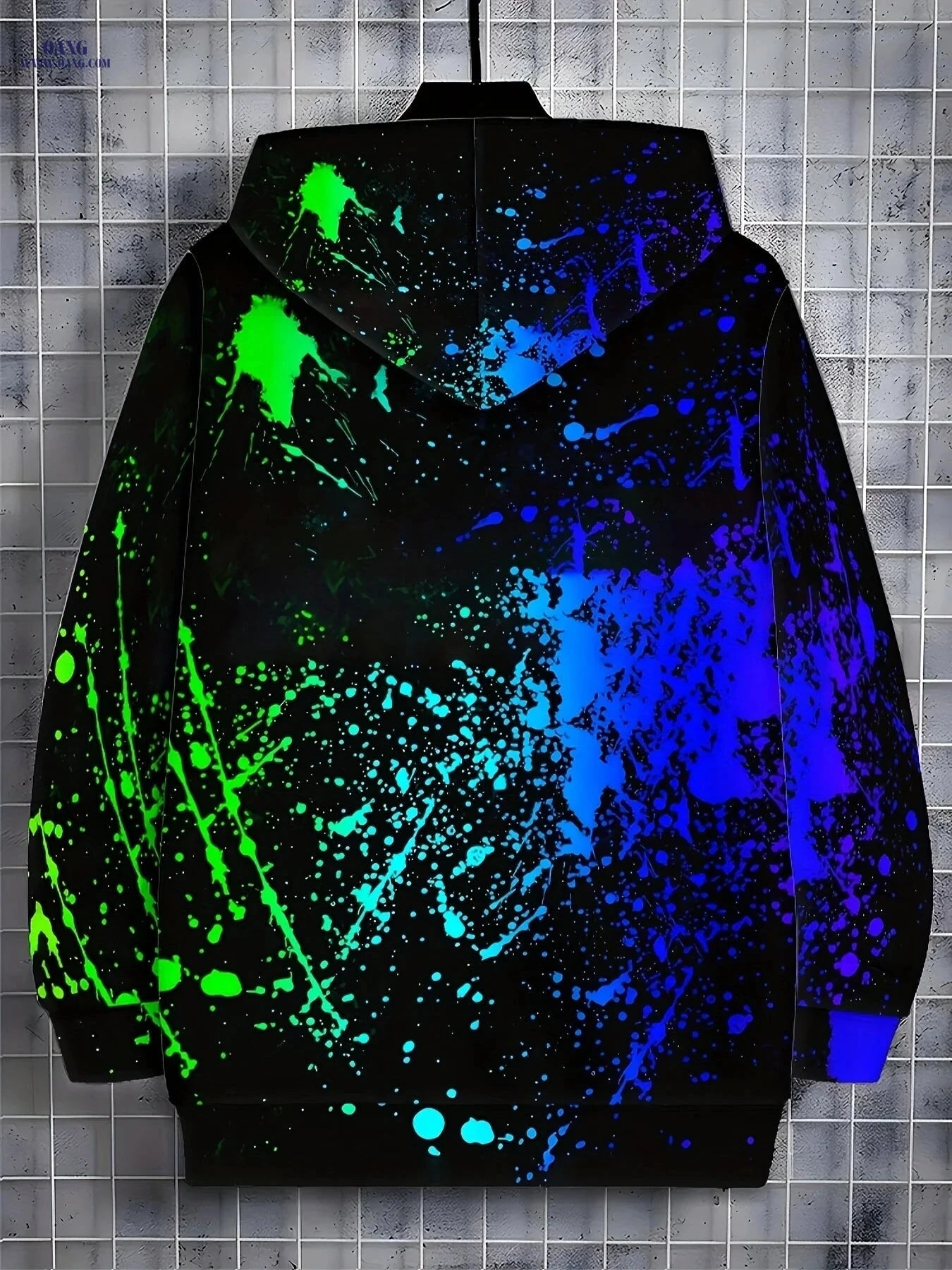 Men's Hooded Zip-Up Sweatshirt - Casual Autumn Jacket with Pockets   OAXG Blue / FR M