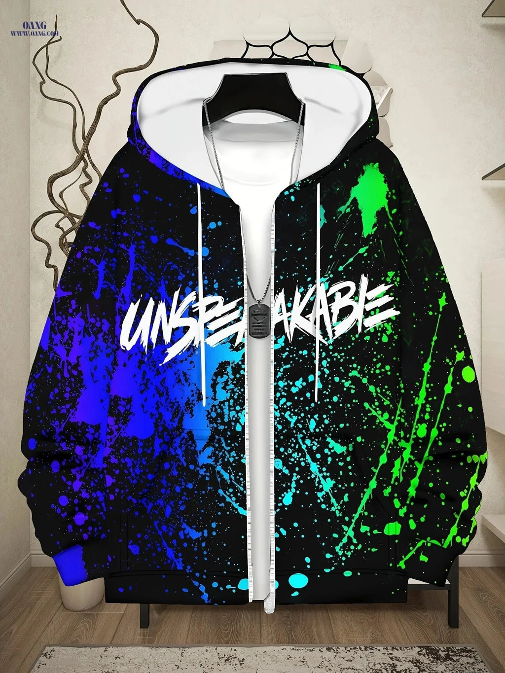 Men's Hooded Zip-Up Sweatshirt - Casual Autumn Jacket with Pockets   OAXG 