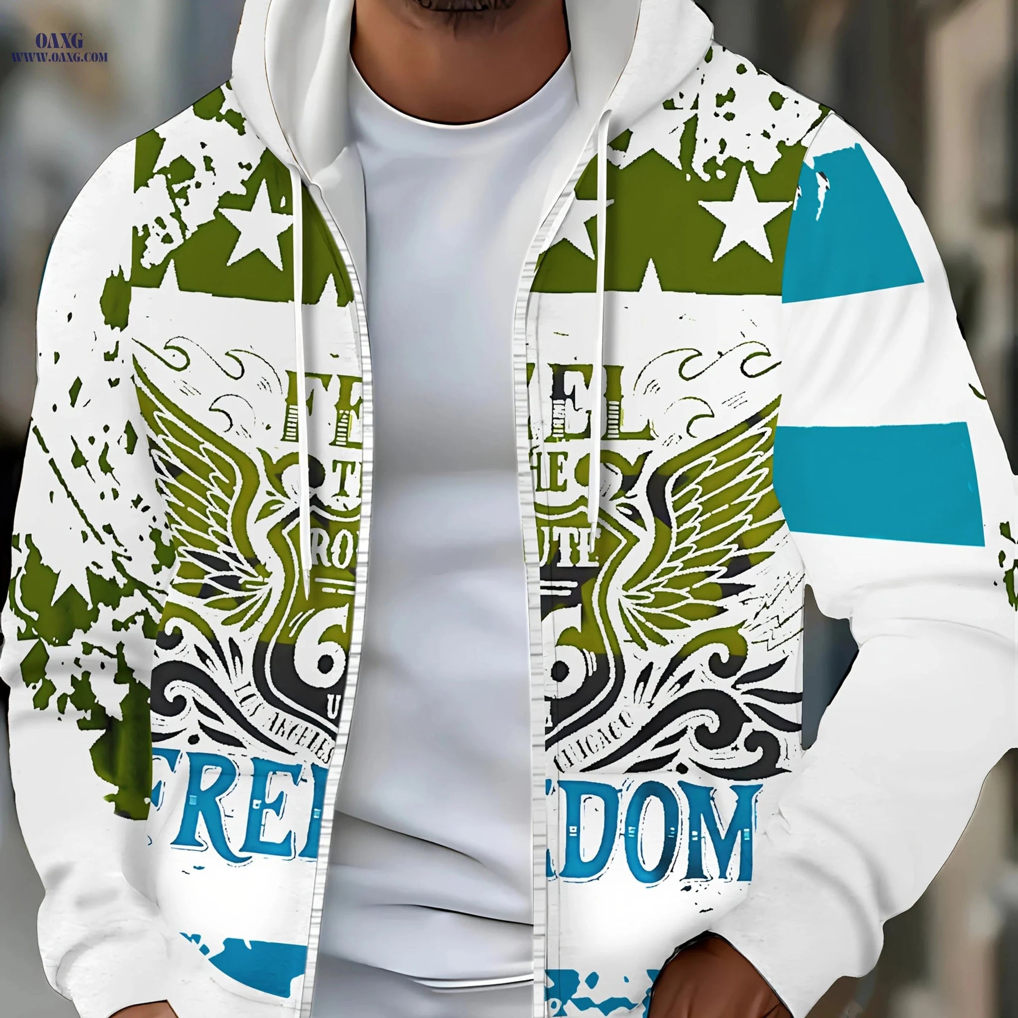 Men's Hooded Zip-Up Sweatshirt - Casual Autumn-Winter with Pockets   OAXG 