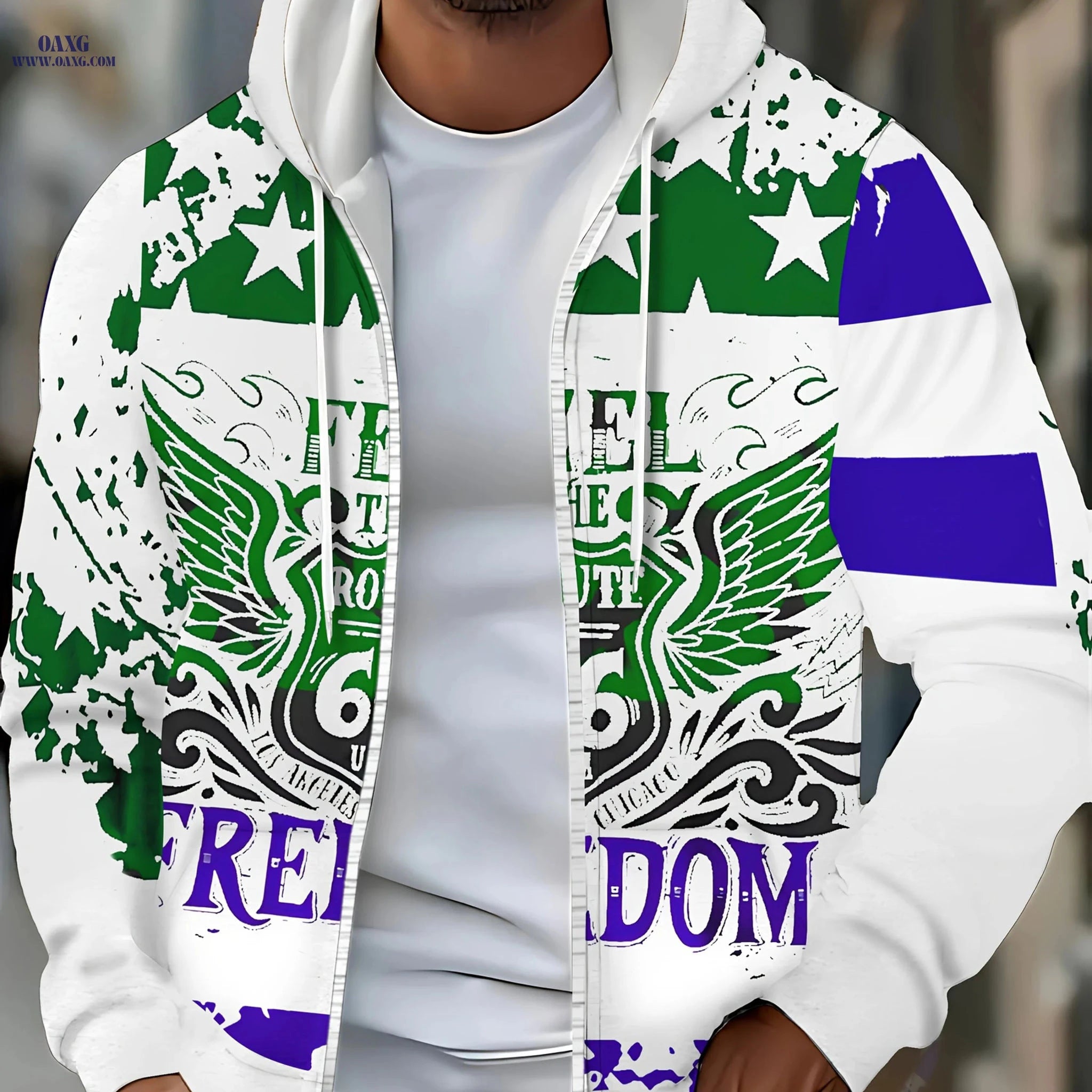 Men's Hooded Zip-Up Sweatshirt - Casual Autumn-Winter with Pockets   OAXG 