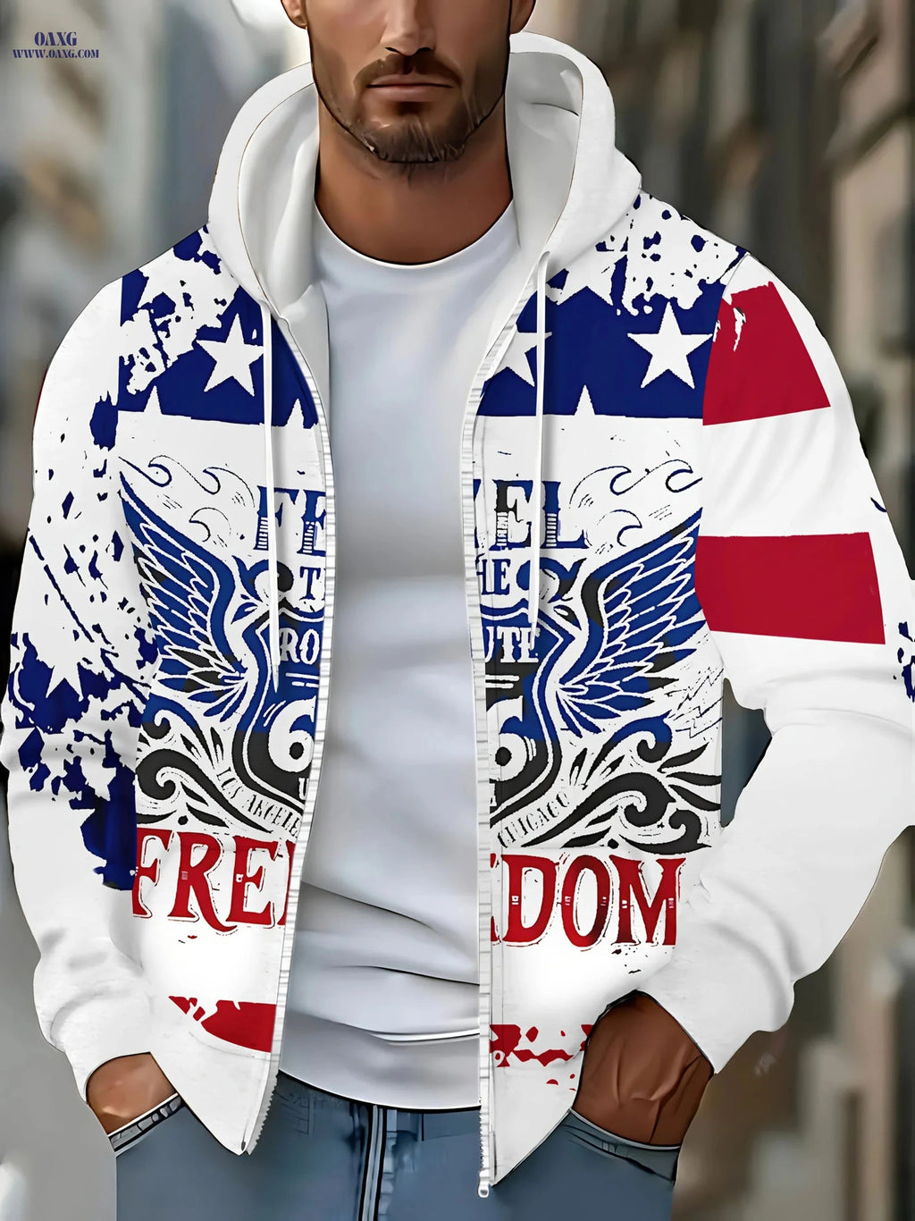 Men's Hooded Zip-Up Sweatshirt - Casual Autumn-Winter with Pockets   OAXG 