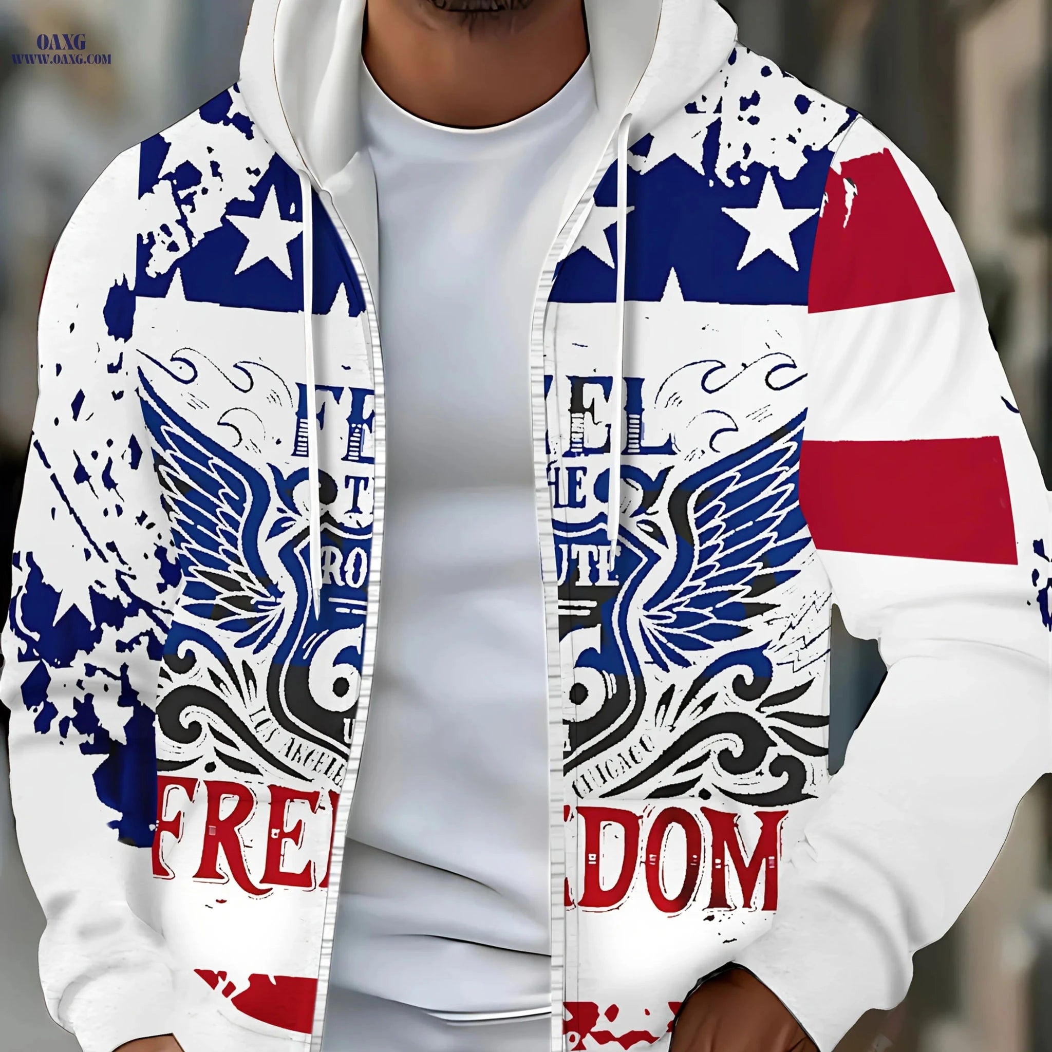 Men's Hooded Zip-Up Sweatshirt - Casual Autumn-Winter with Pockets   OAXG Rose Red / FR M