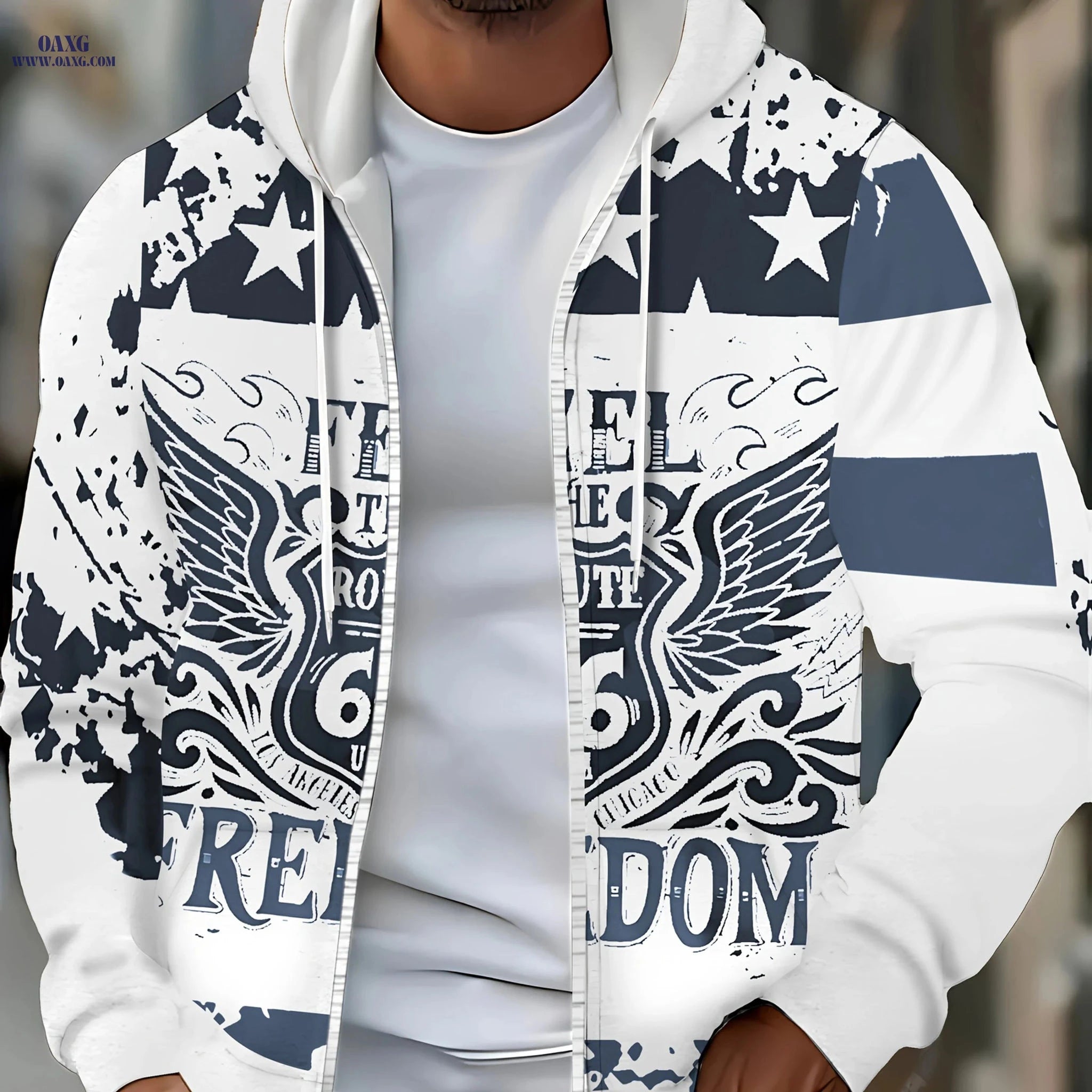 Men's Hooded Zip-Up Sweatshirt - Casual Autumn-Winter with Pockets   OAXG Rose Red / FR M