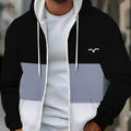 Men's Hooded Zip-Up Sweatshirt - Casual Striped Jacket for Fall   OAXG Black / FR M