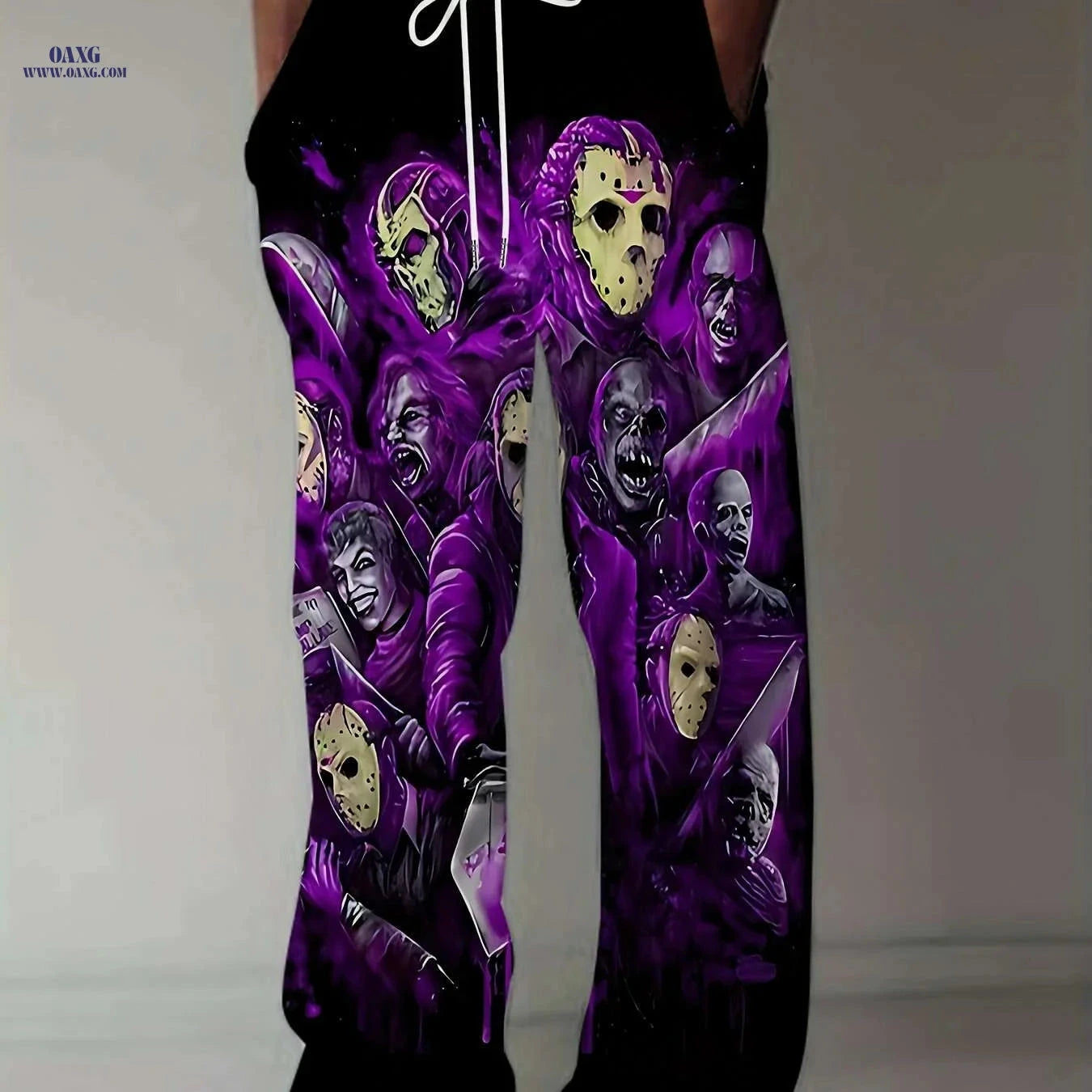 Men's Horror Movie Graphic Pants - Loose Fit Freddy Krueger & Icons   OAXG Mixed Color / M