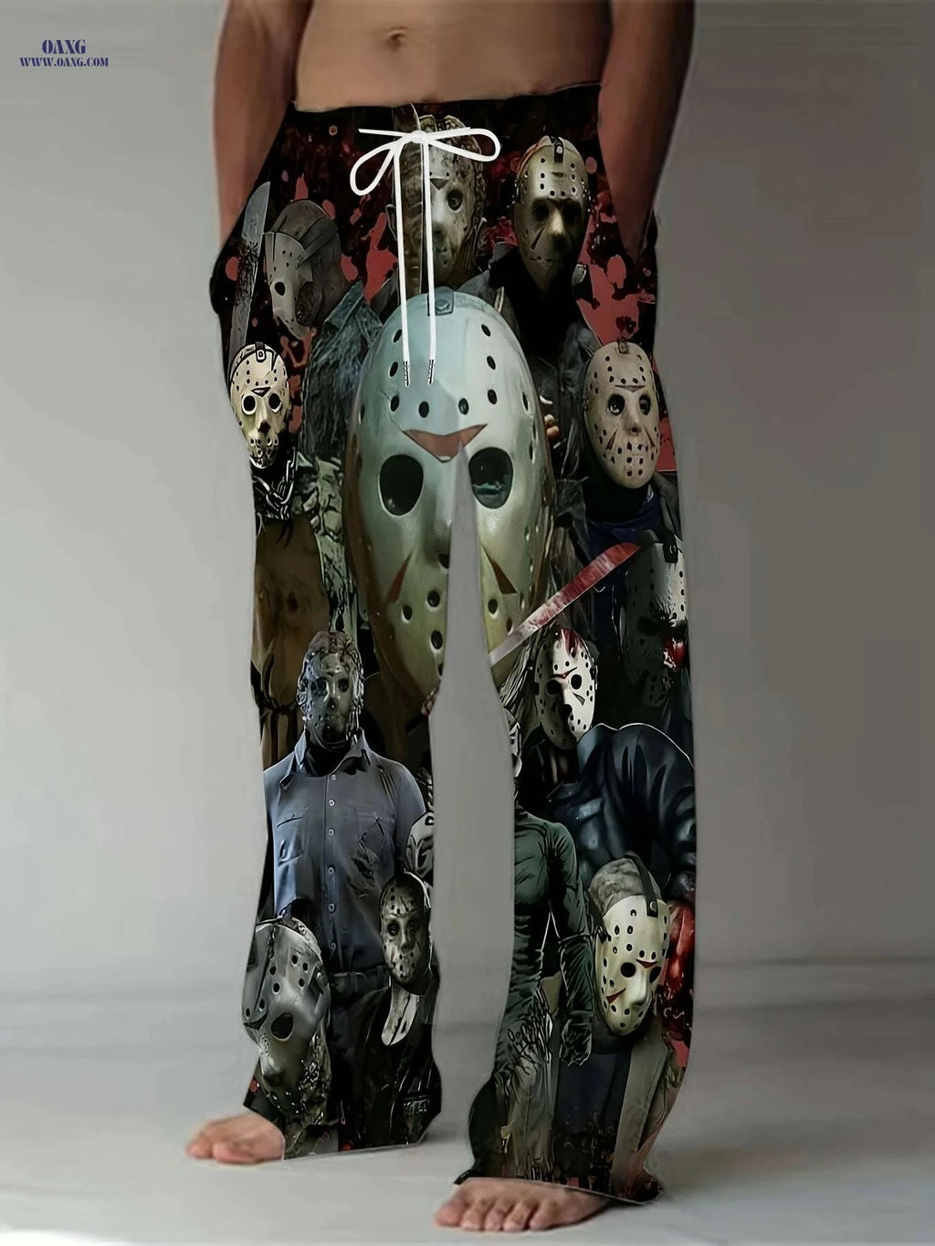 Men's Horror Movie Graphic Pants - Loose Fit Freddy Krueger & Icons   OAXG Mixed Color / M