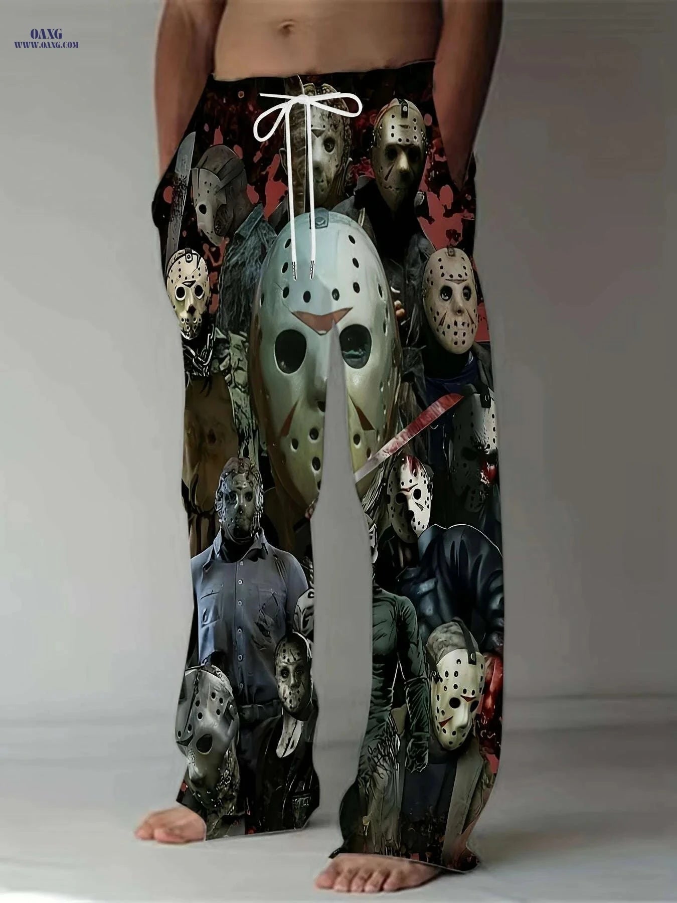 Men's Horror Movie Graphic Pants - Loose Fit Freddy Krueger & Icons   OAXG Mixed Color / M