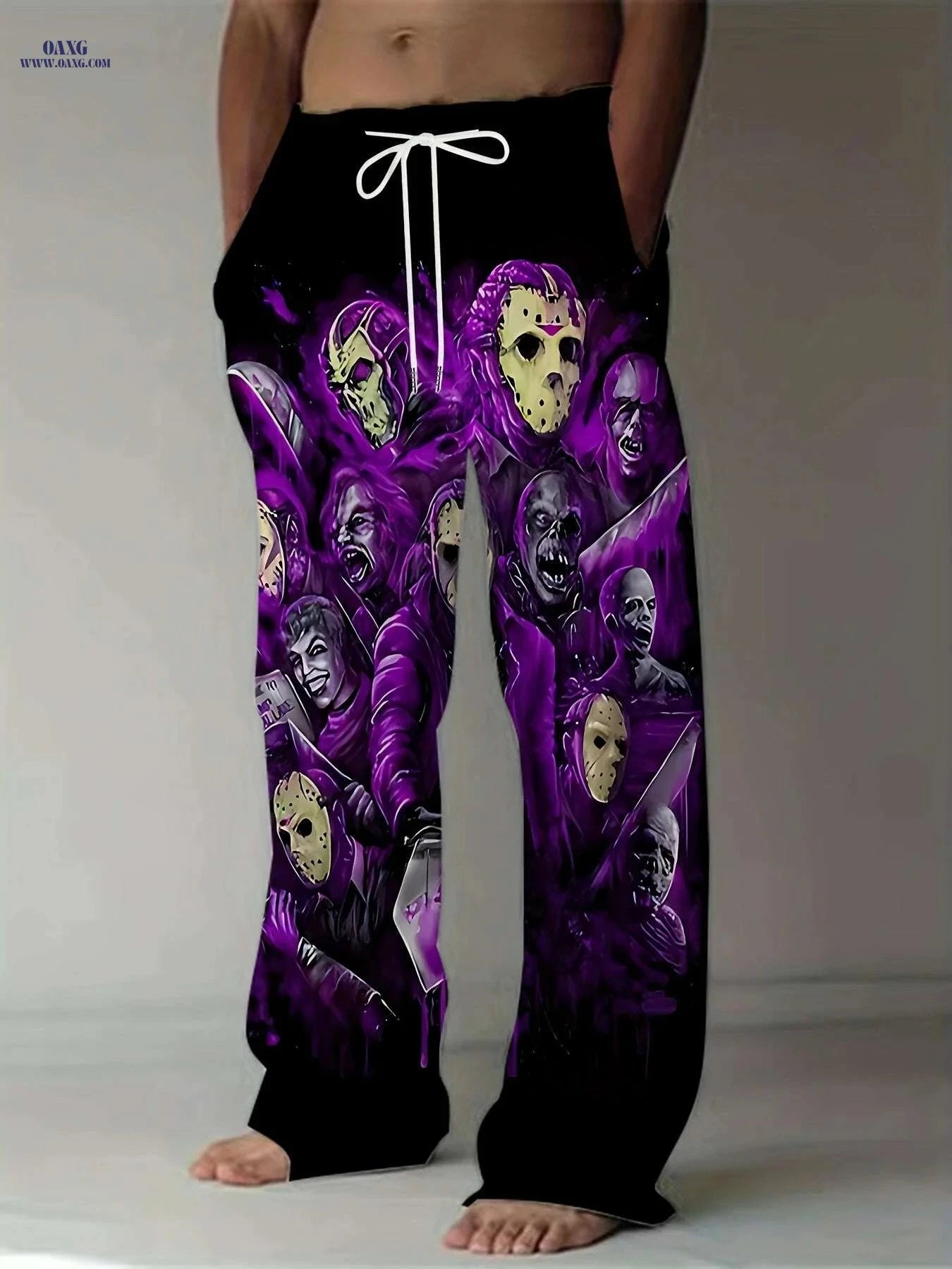 Men's Horror Movie Graphic Pants - Loose Fit Freddy Krueger & Icons   OAXG Mixed Color / M