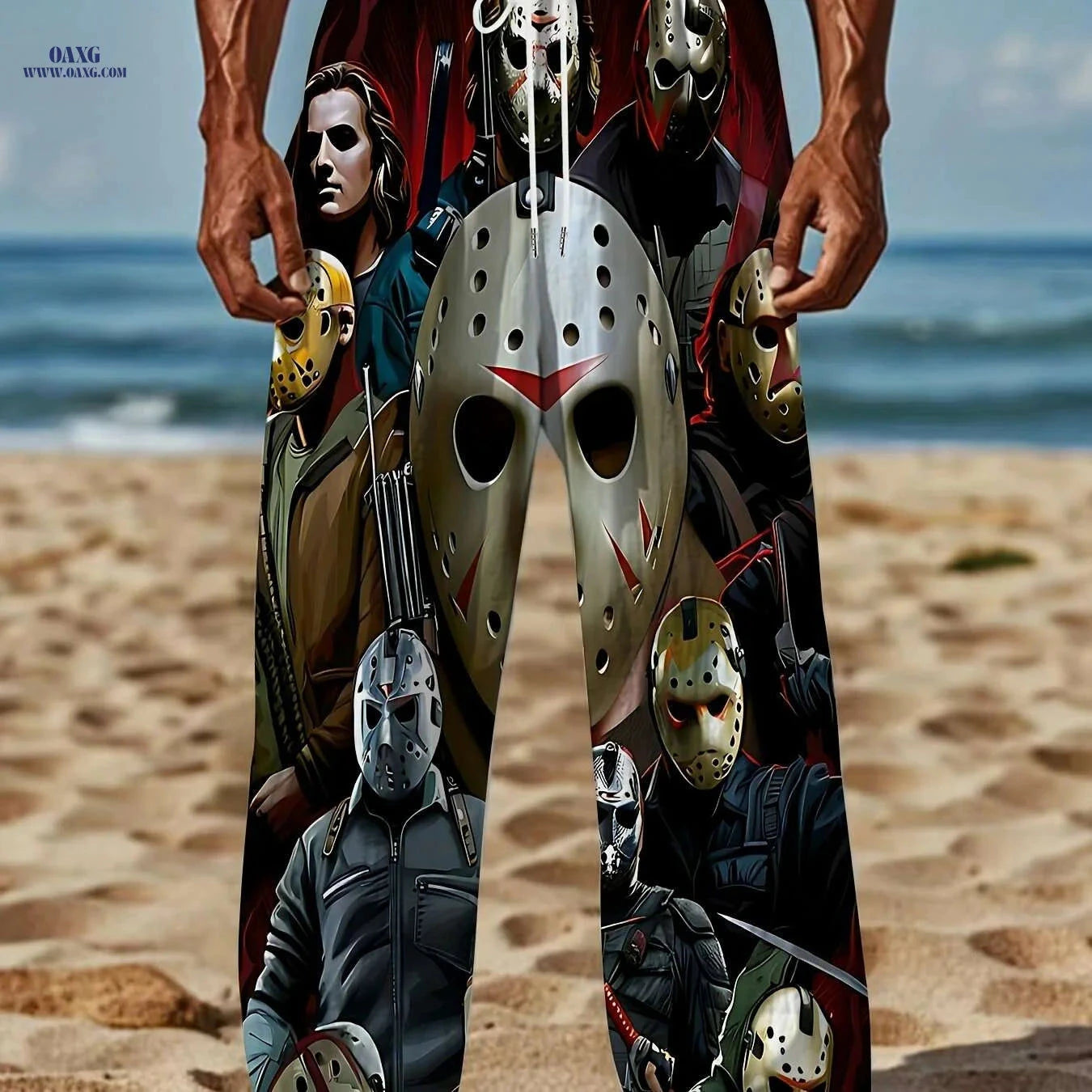 Men's Horror Movie Graphic Pants - Loose Fit Freddy Krueger & Icons   OAXG Mixed Color / M