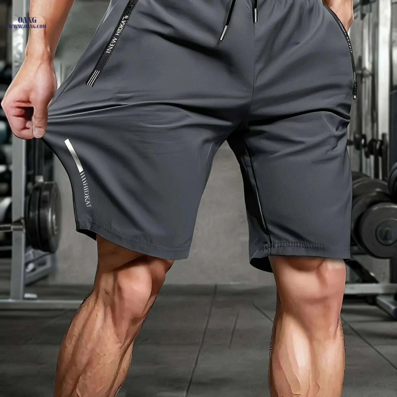 Men's Ice Silky Fiber Sports Shorts - Breathable, Zipper Pockets, Elastic   OAXG Black / XXS