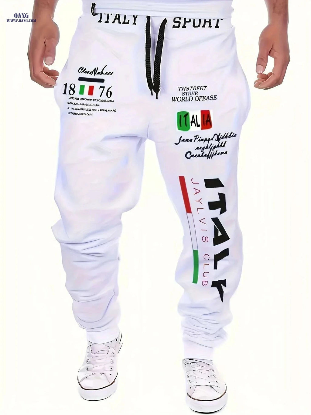 Men's Italian Print Joggers - Casual Comfort Fit, All-Season Style   OAXG 
