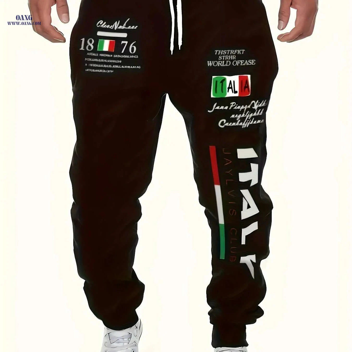 Men's Italian Print Joggers - Casual Comfort Fit, All-Season Style   OAXG 