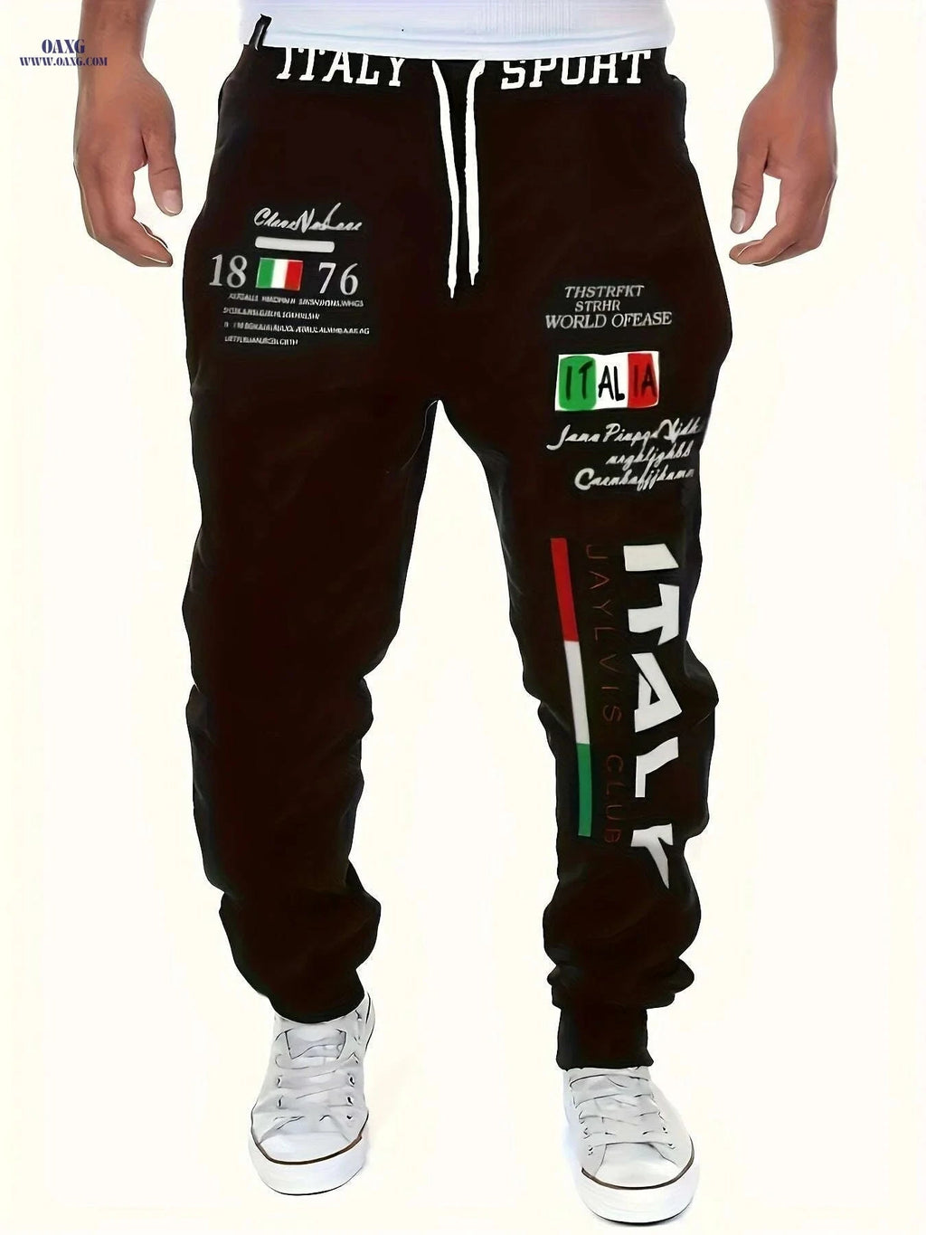 Men's Italian Print Joggers - Casual Comfort Fit, All-Season Style   OAXG 