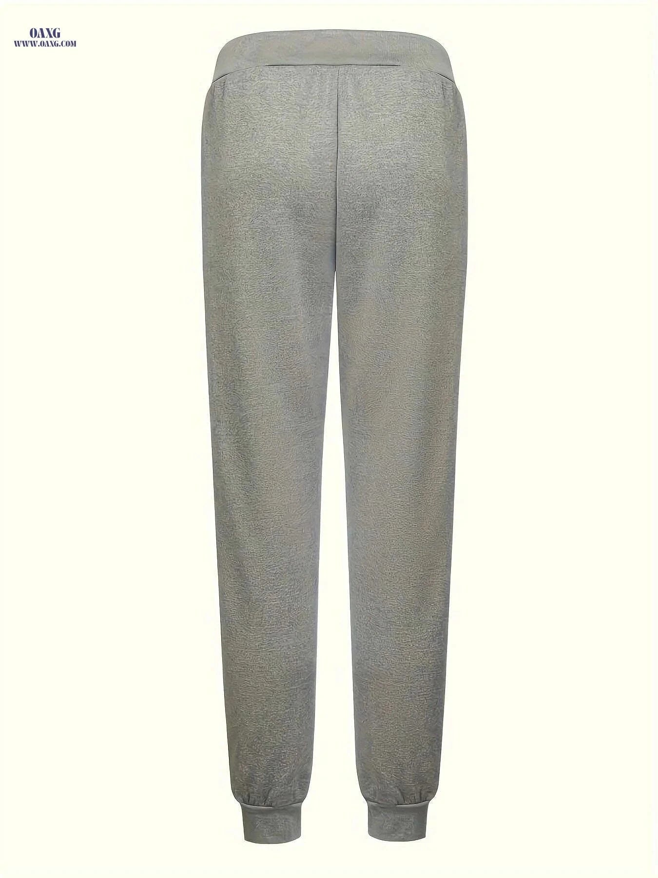 Men's Italian Print Joggers - Casual Comfort Fit, All-Season Style   OAXG White / XS