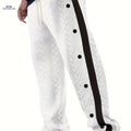Men's Jacquard Casual Sports Pants - Color Block, Regular Fit Style   OAXG 