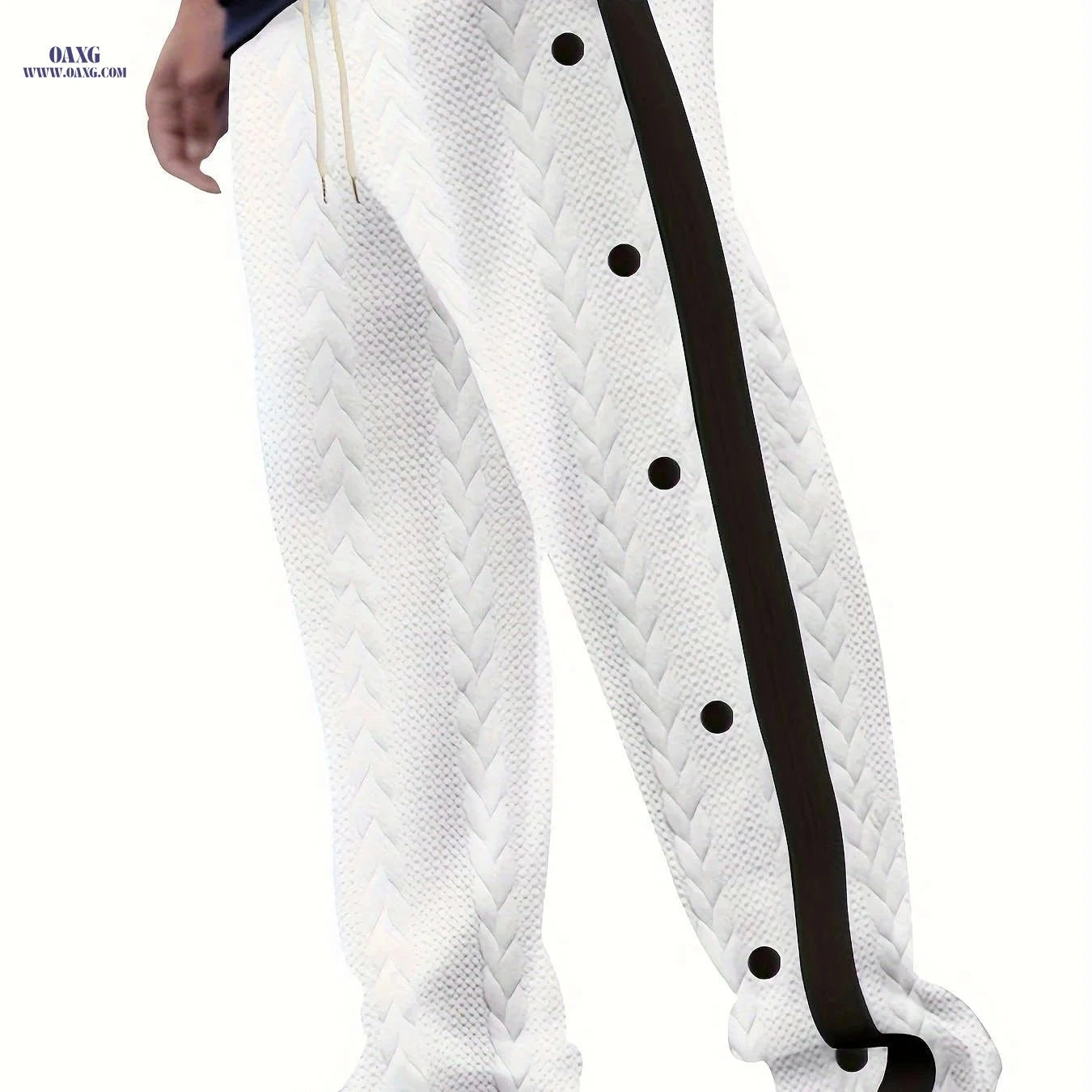 Men's Jacquard Casual Sports Pants - Color Block, Regular Fit Style   OAXG 