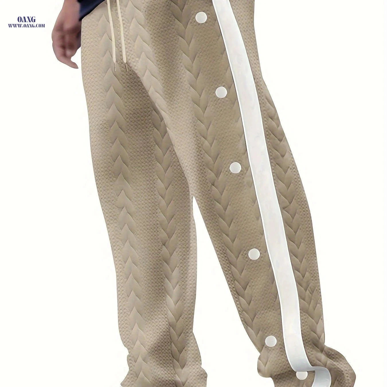 Men's Jacquard Casual Sports Pants - Color Block, Regular Fit Style   OAXG 