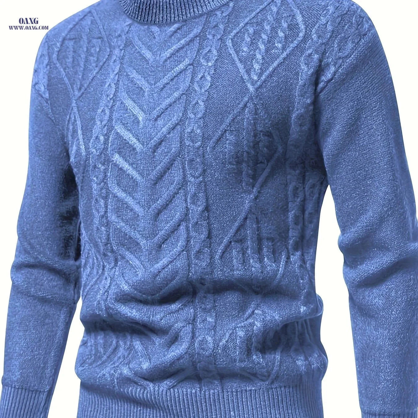 Men's Jacquard Crewneck Pullover Sweater - Casual Fall/Winter Style   OAXG 