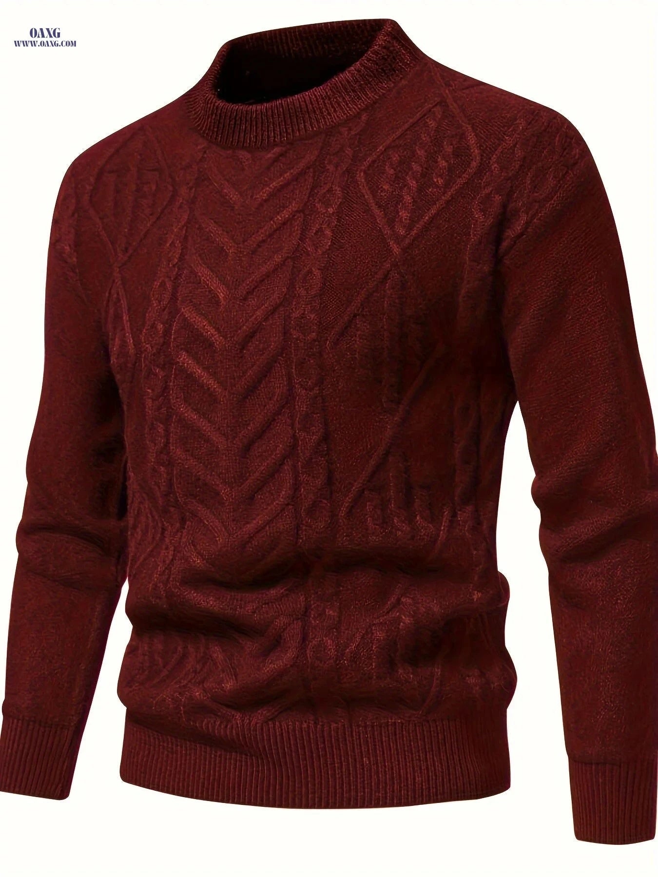 Men's Jacquard Crewneck Pullover Sweater - Casual Fall/Winter Style   OAXG White / FR S