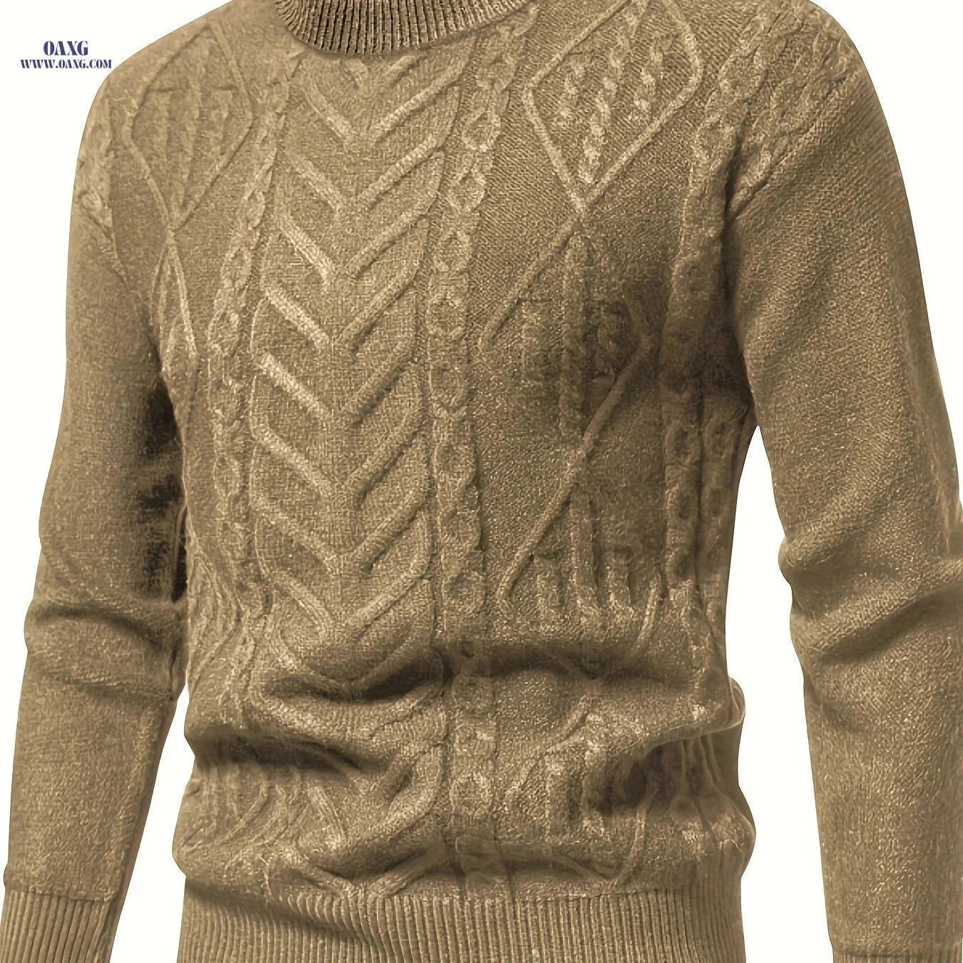 Men's Jacquard Crewneck Pullover Sweater - Casual Fall/Winter Style   OAXG 