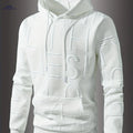 Men's Jacquard Letter Hooded Sweatshirt - Casual Spring/Fall Style   OAXG White / FR XS
