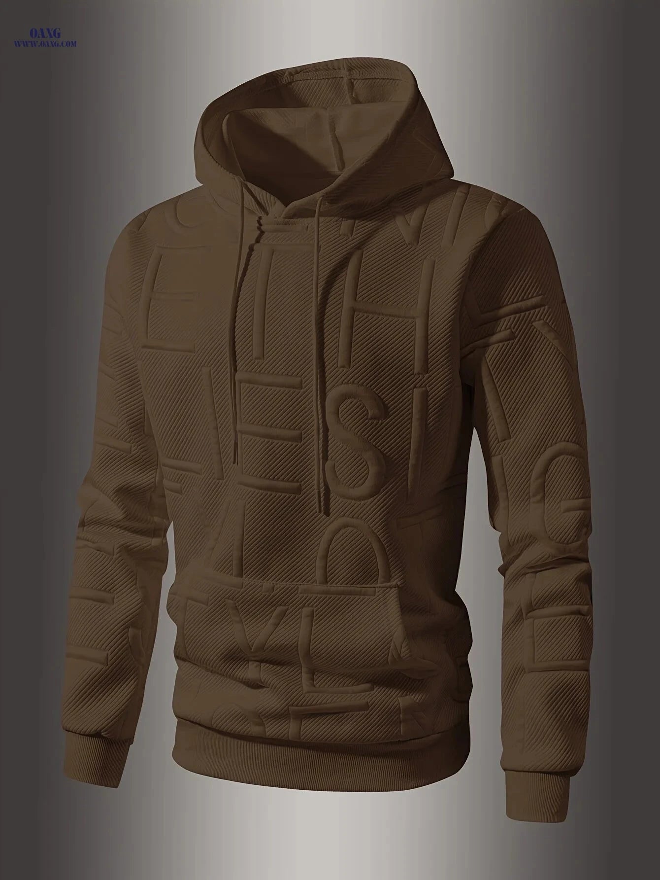 Men's Jacquard Letter Hooded Sweatshirt - Casual Spring/Fall Style   OAXG White / FR XS
