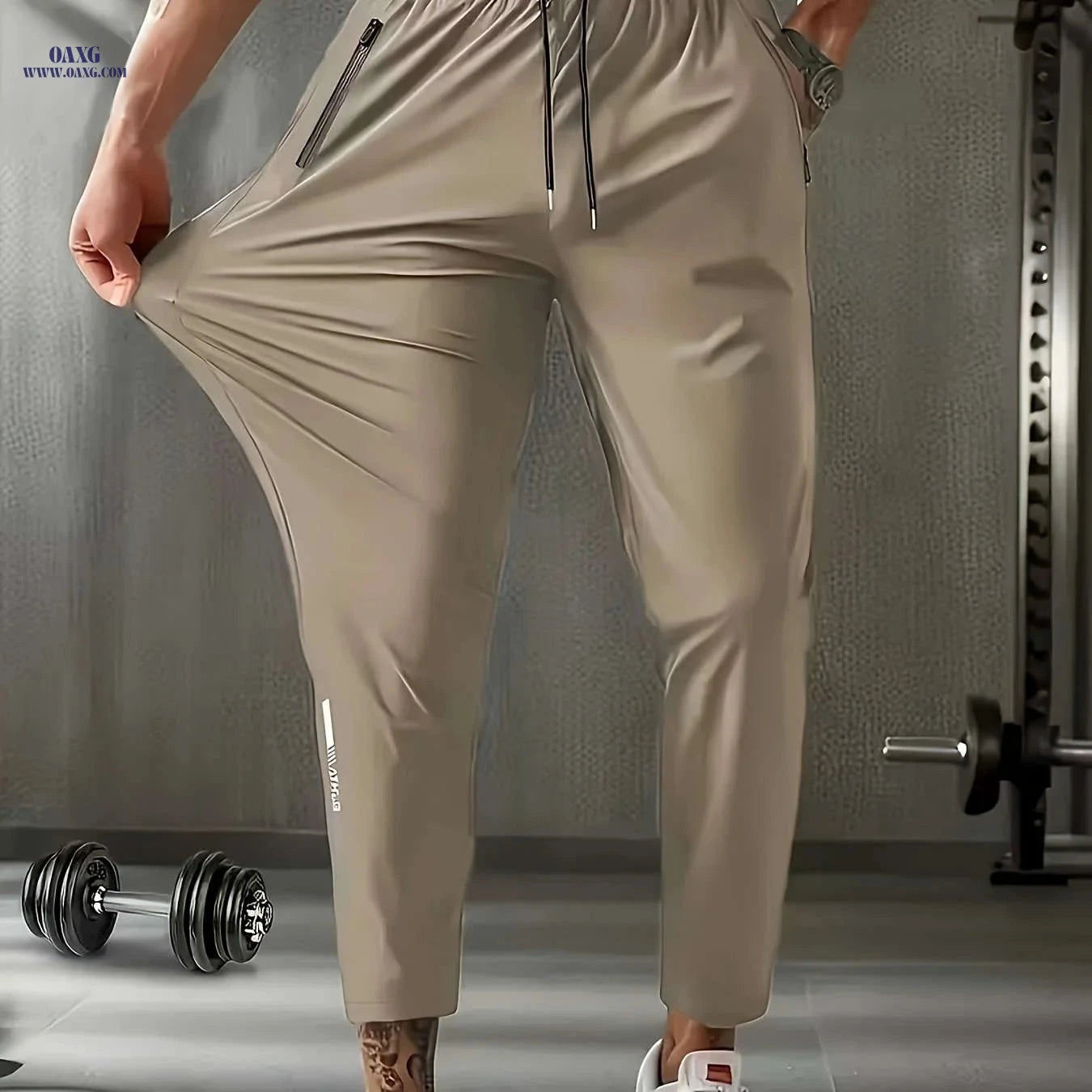 Men’s Joggers with Drawstring Waist – Breathable High-Elastic Fabric   OAXG Khaki / FR S