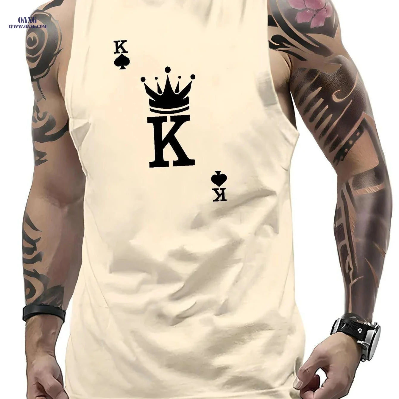 Men's K Graphic Print Tank Top - Casual Sleeveless Sports Tees   OAXG 