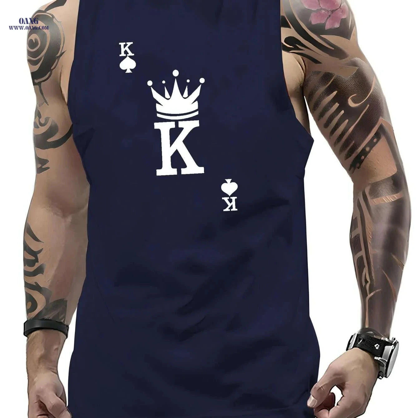 Men's K Graphic Print Tank Top - Casual Sleeveless Sports Tees   OAXG 