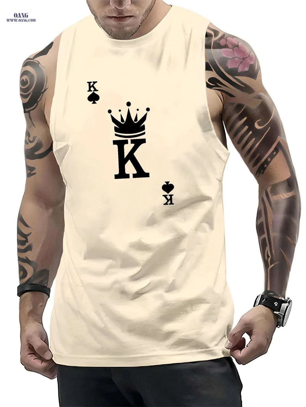 Men's K Graphic Print Tank Top - Casual Sleeveless Sports Tees   OAXG Yellow / S