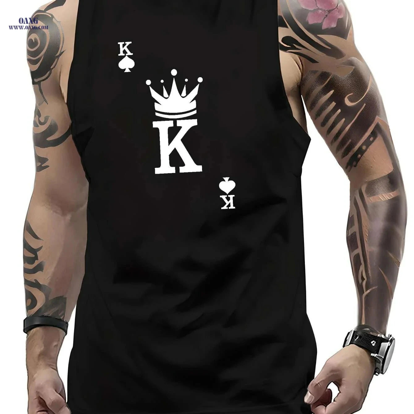 Men's K Graphic Print Tank Top - Casual Sleeveless Sports Tees   OAXG Yellow / S