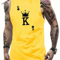 Men's K Graphic Print Tank Top - Casual Sleeveless Sports Tees   OAXG Yellow / S
