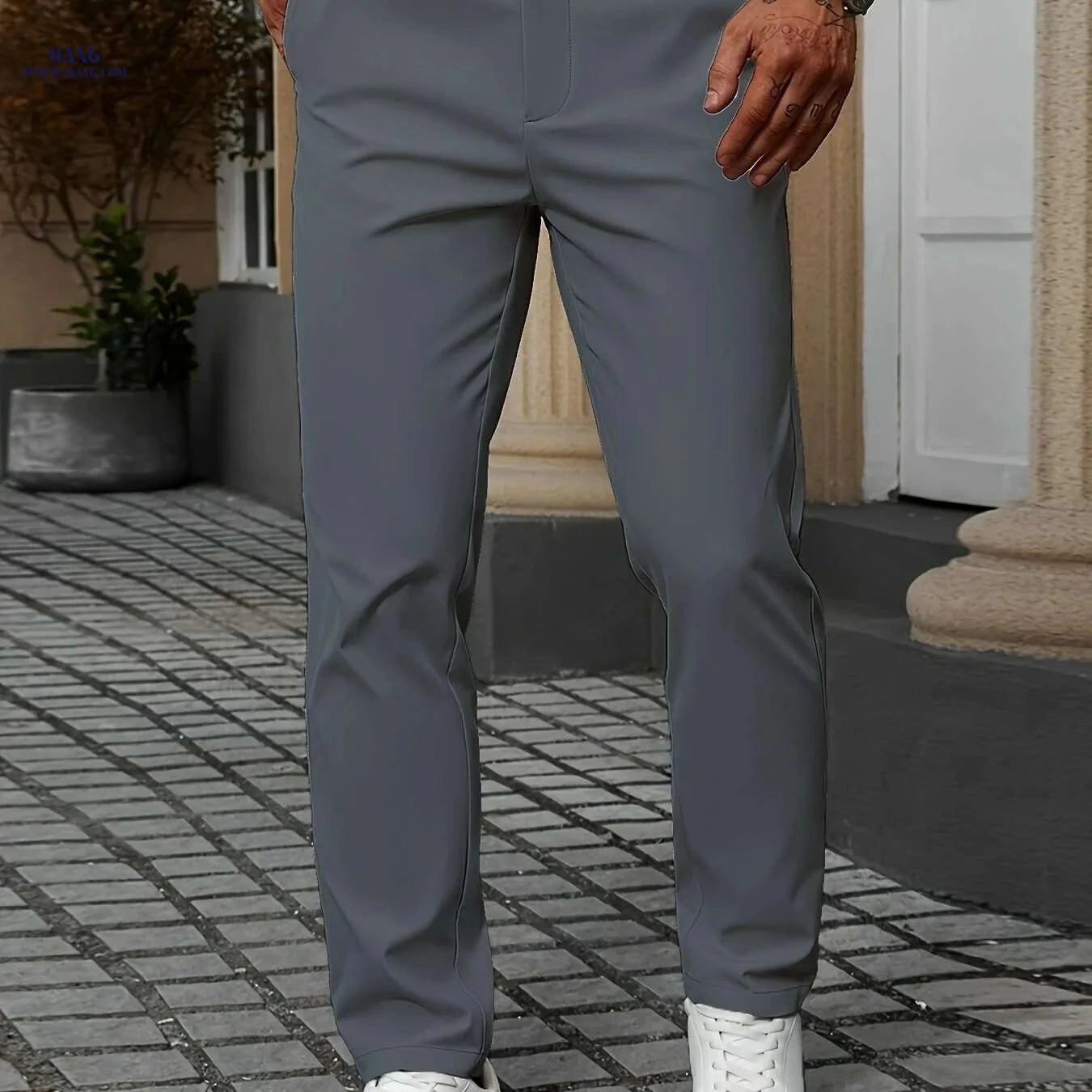 Men's Light Beige Dress Pants - Regular Fit, Non-Stretch Casual Style   OAXG Apricot / S