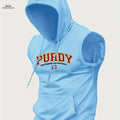 Men's Light Blue Hooded Tank Top - Purdy Football Print, Casual Style   OAXG Light Blue / S
