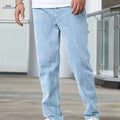 Men's Light Blue Stretch Jeans - Four-Season Casual Fit, Solid Color   OAXG Light Blue / FR S