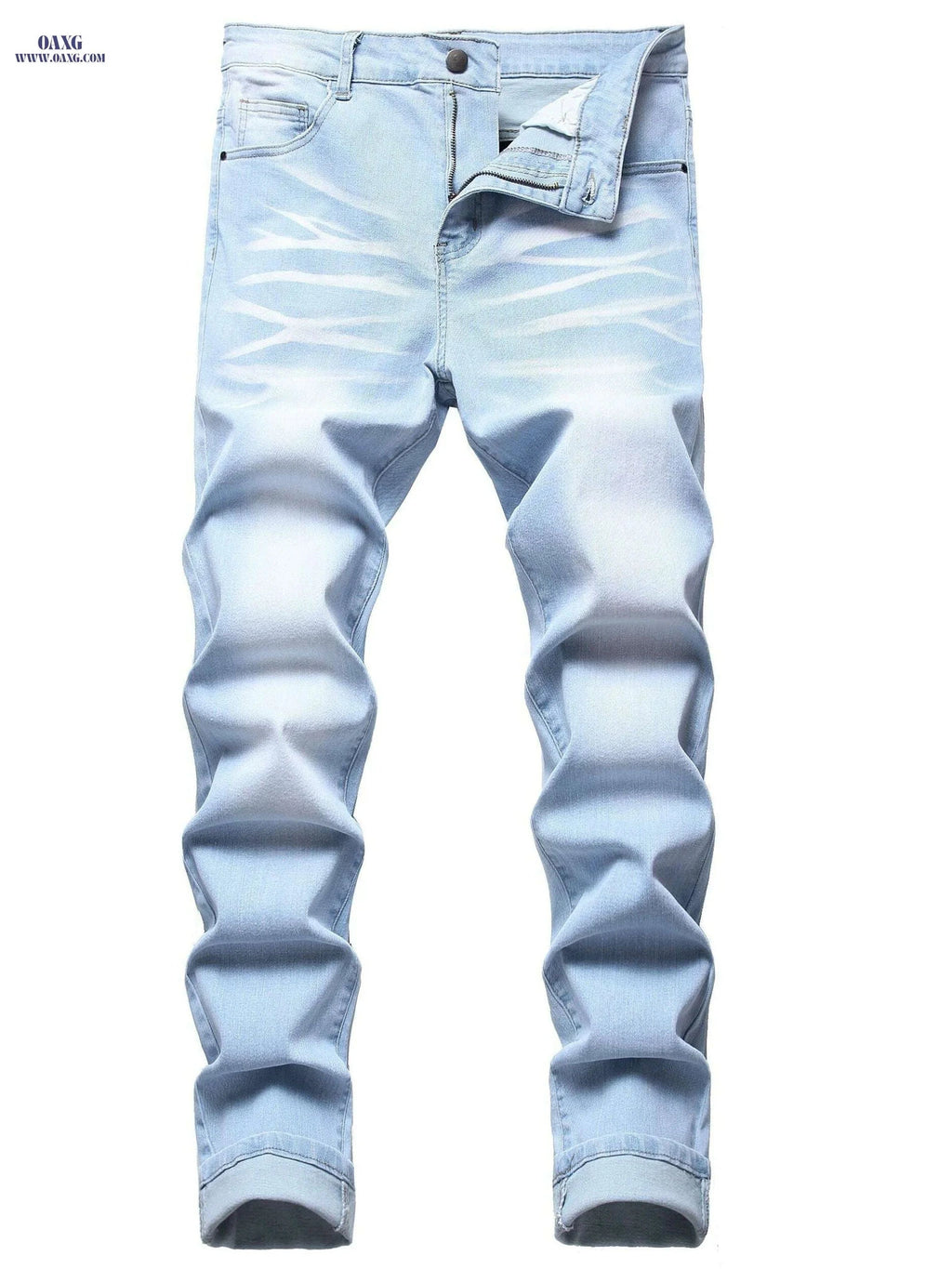 Men's Light Blue Stretch Slim Jeans - Casual, Comfortable Fit   OAXG Light Blue / 28