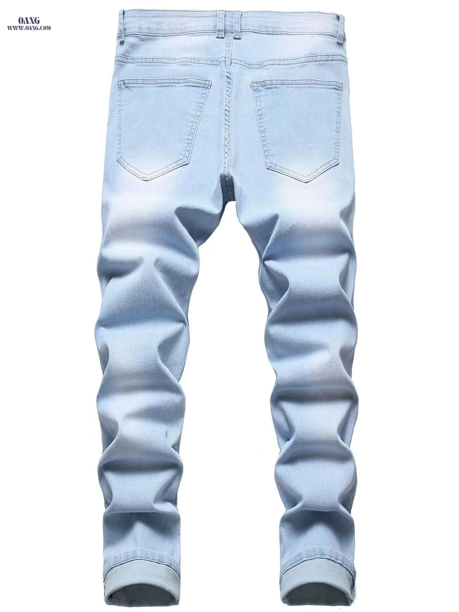 Men's Light Blue Stretch Slim Jeans - Casual, Comfortable Fit   OAXG Light Blue / 28