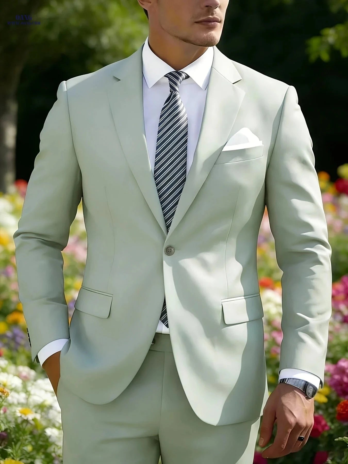 Men's Light Business Suit - 2pcs Traditional Attire for Weddings & Interviews   OAXG 