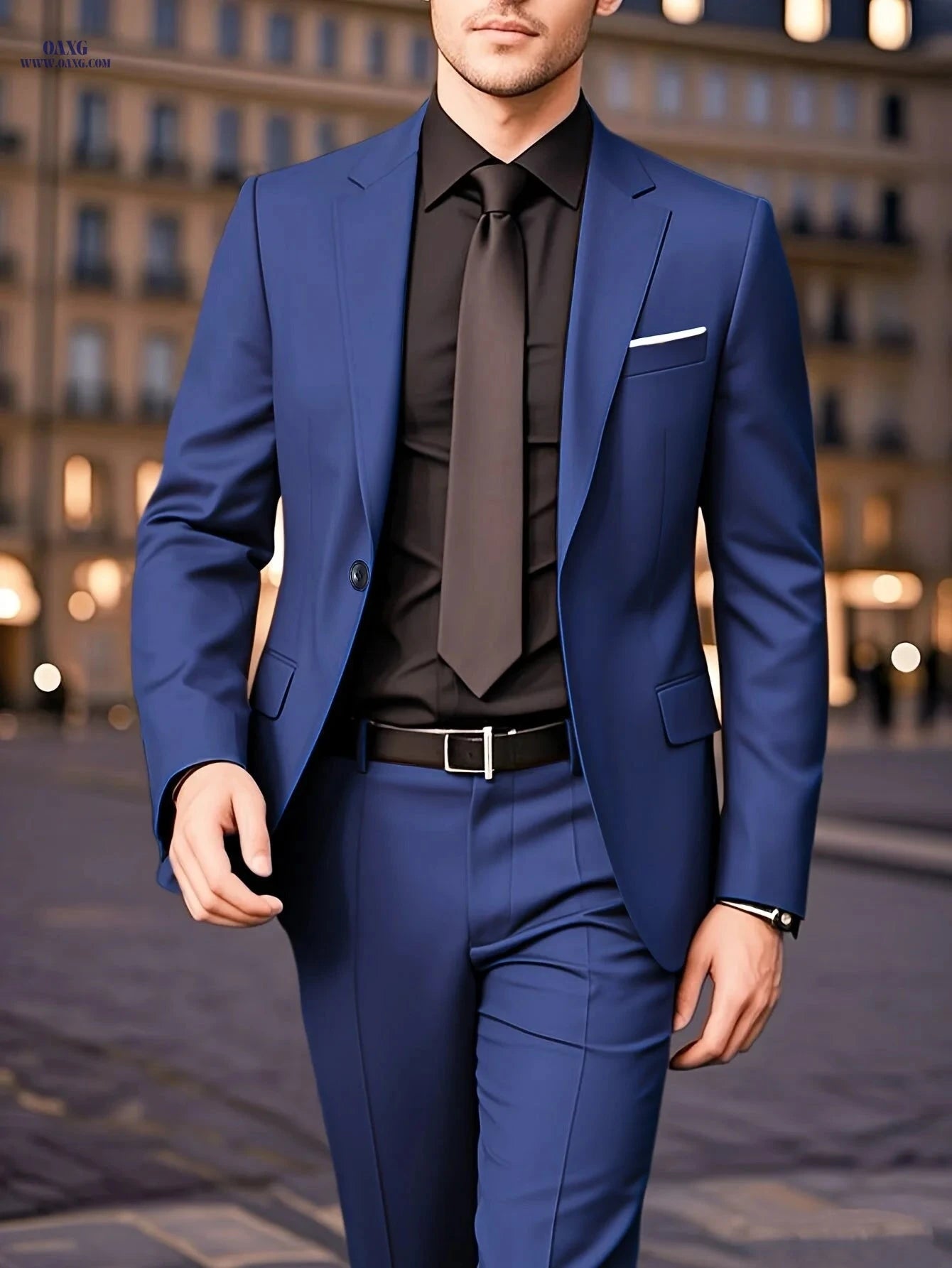 Men's Light Business Suit - 2pcs Traditional Attire for Weddings & Interviews   OAXG Black / FR S