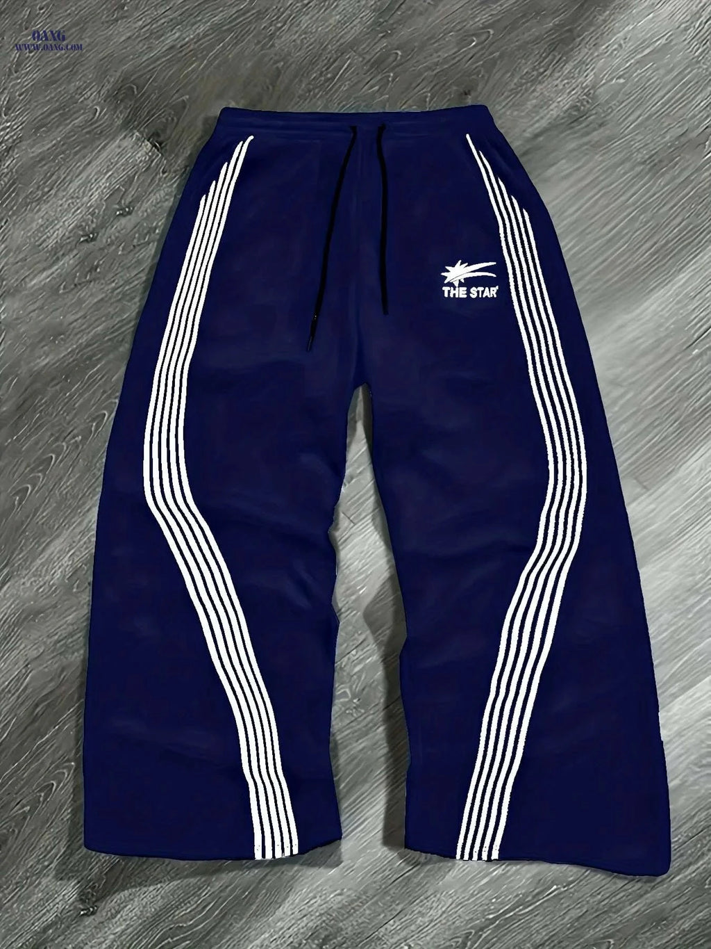 Men's Light Gray Athletic Pants - Loose Fit, Striped Sides, Pockets   OAXG Tangerine-red / XS