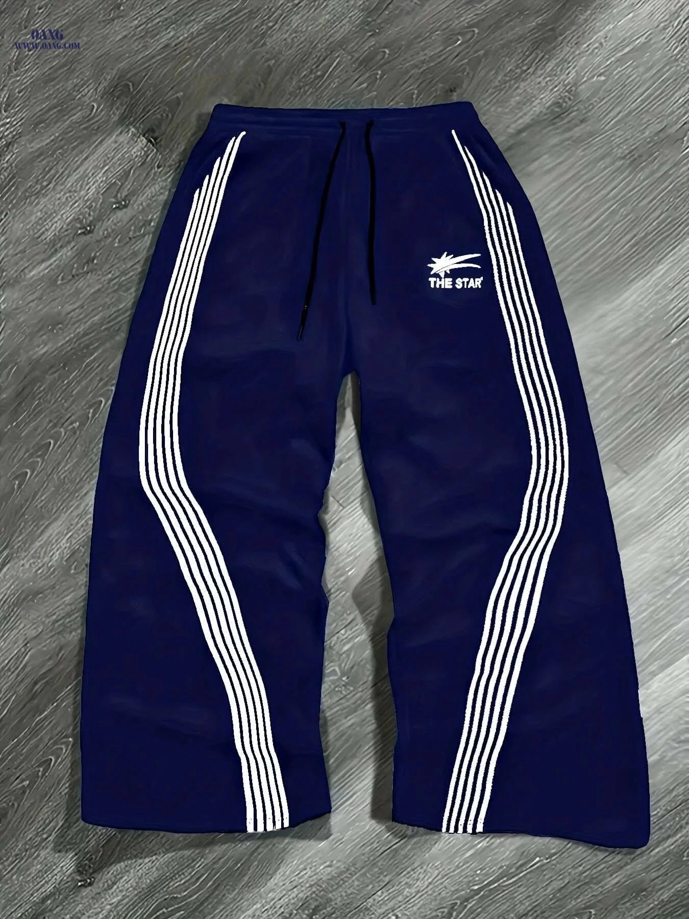 Men's Light Gray Athletic Pants - Loose Fit, Striped Sides, Pockets   OAXG Tangerine-red / XS