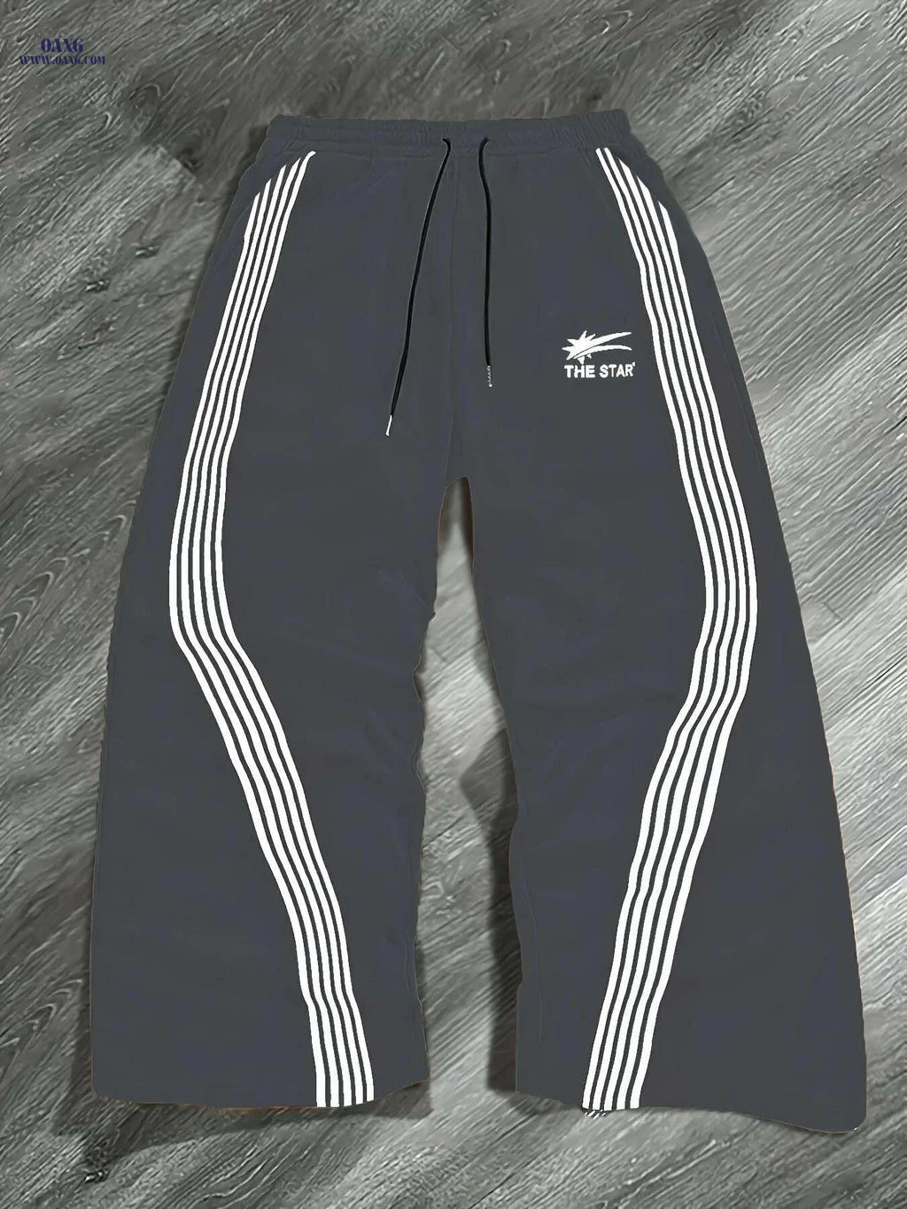 Men's Light Gray Athletic Pants - Loose Fit, Striped Sides, Pockets   OAXG Tangerine-red / XS