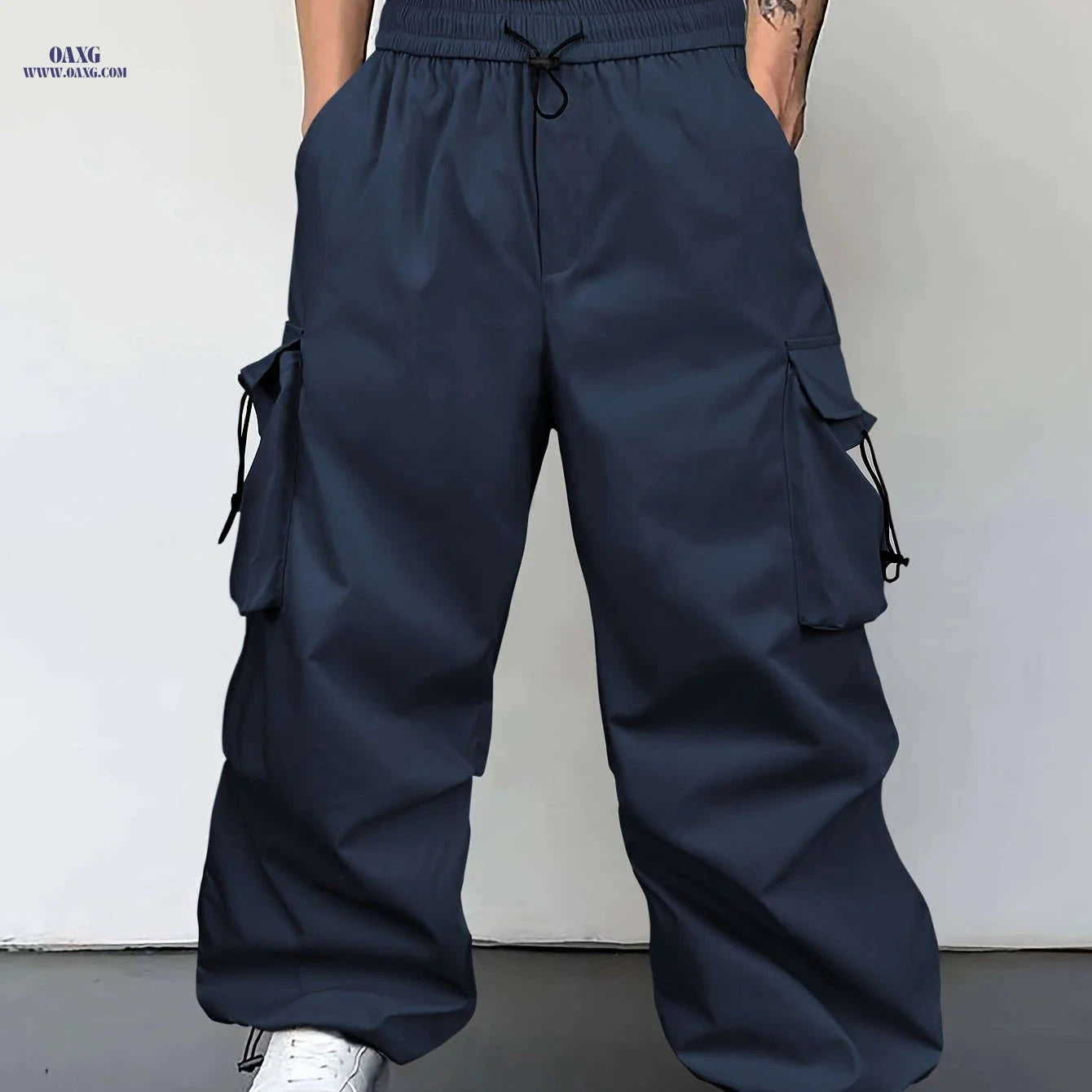 Men's Light Grey Casual Pants - Loose Fit, Cuffed Ankle Comfort   OAXG Light Grey / FR S