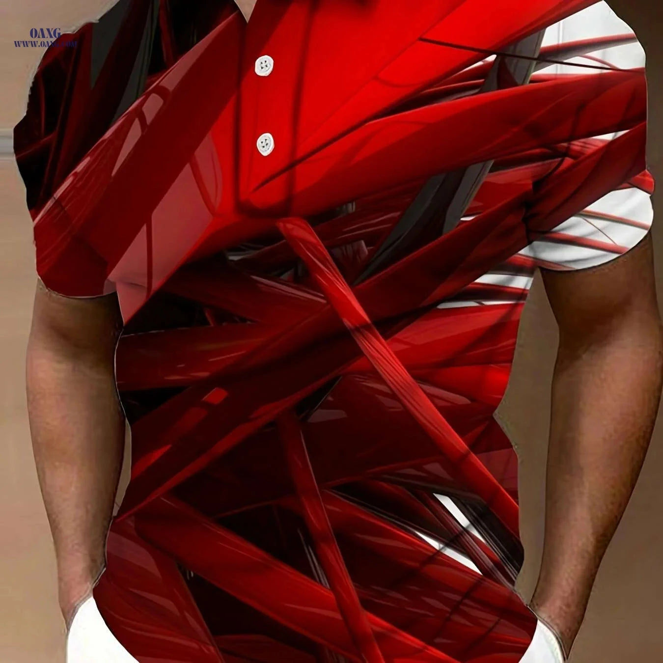 Men's Lightweight 3D Print Short Sleeve Shirt - Geometric Casual Style   OAXG 