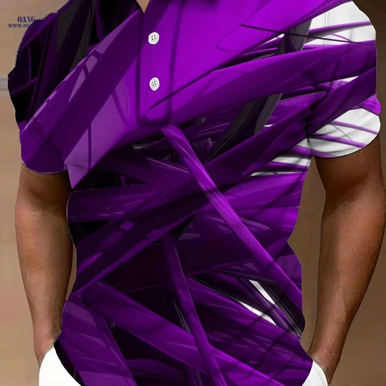 Men's Lightweight 3D Print Short Sleeve Shirt - Geometric Casual Style   OAXG 