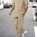 Men's Lightweight All-Season Button Detail Shirt & Trouser Set   OAXG 